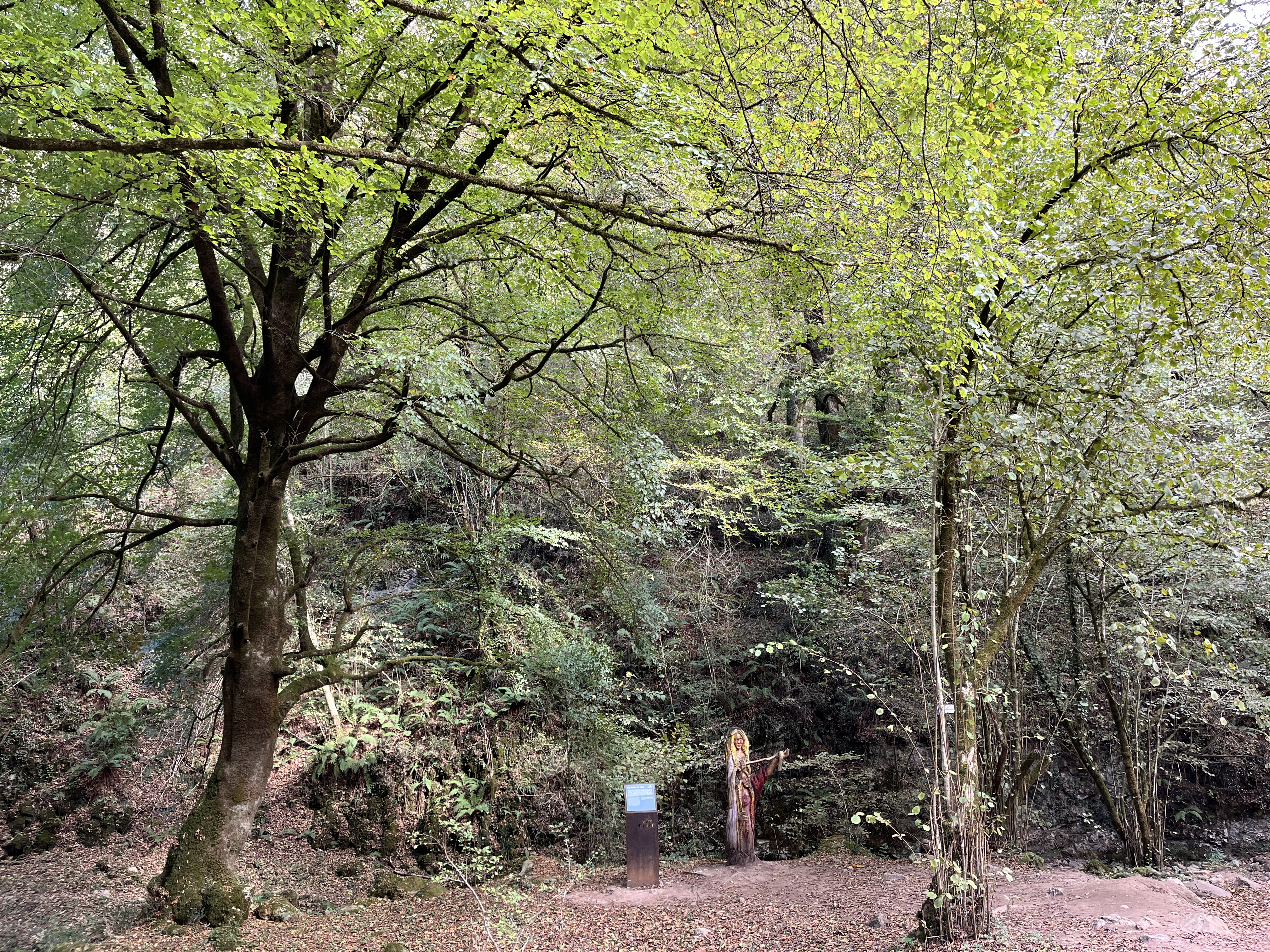 Cartel de Ruta interpretativa por el bosque atlántico. Ruta Mitológica del Monte Tejas, San Felices de Buelna